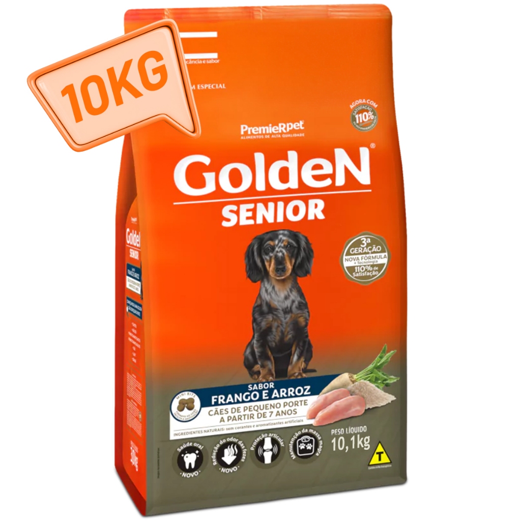 Ração Golden Mini Bits para Cães Sênior – Sabor Frango e Arroz – 10kg em Oferta na Shopee