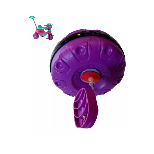 Roda Dianteira Roxa Rosa com Pedal e Pedivela Velotrol Velobaby Brinquedos Bandeirante Original