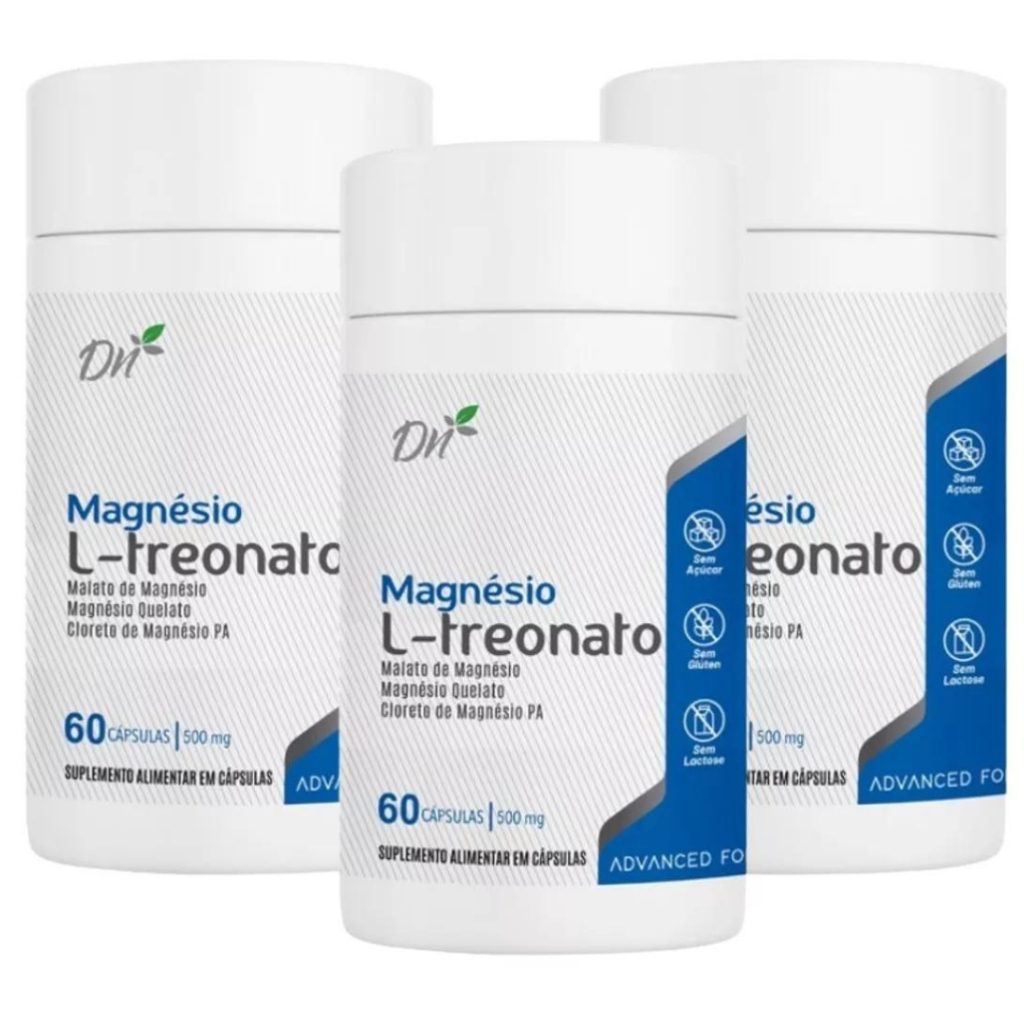 Kit com 3 MAGNÉSIO L-TREONATO - 60 CÁPSULAS - Denature