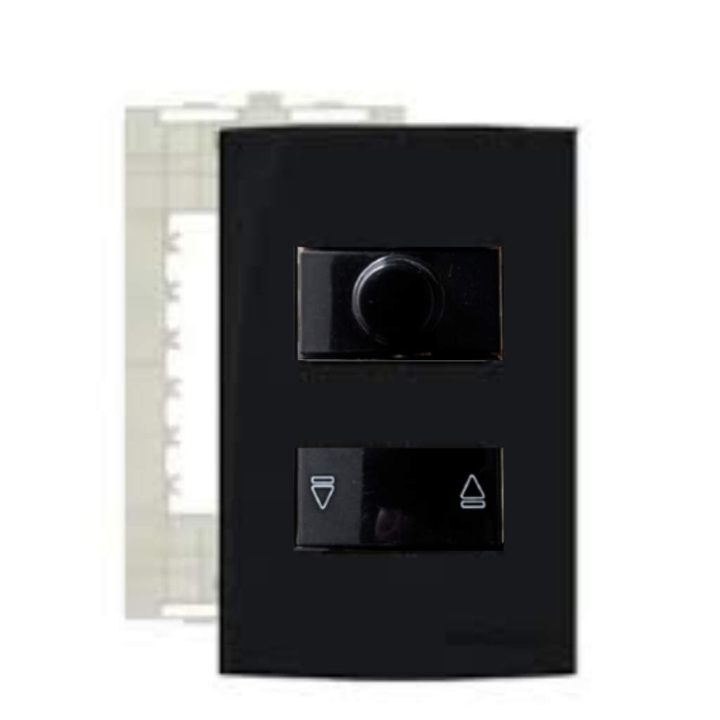 Conjunto 4x2 Para Exaustor/ Ventilador com 1- Variador Bivolt + 1- Reversor Preto Brilhante Sleek Margirius