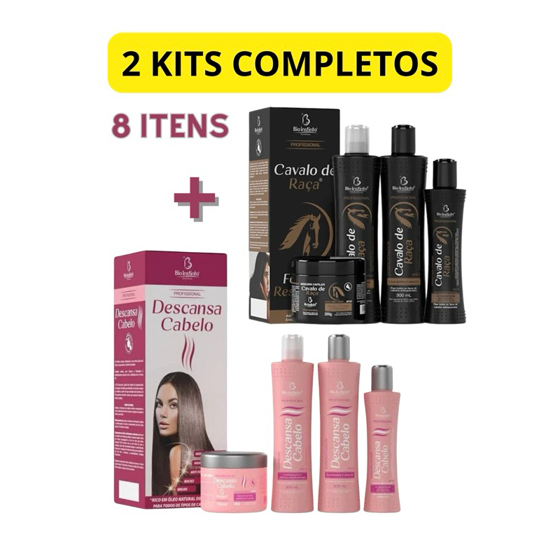 Kit Capilar Bio Instinto 4 Itens ( 2 Kits Completos ) A Sua escolha Lisos Cacheados Secos ...