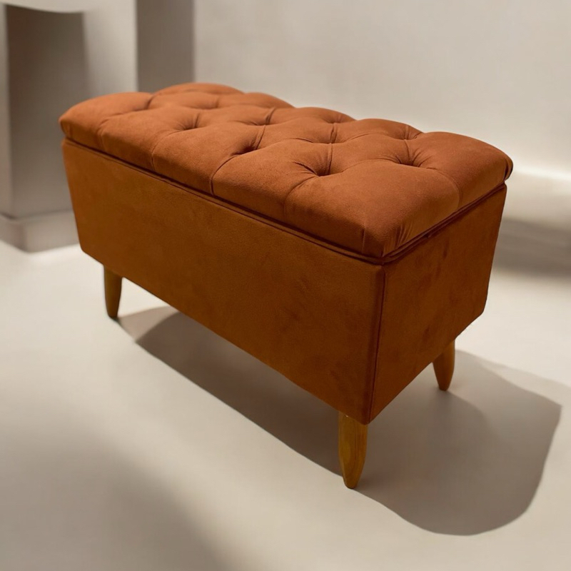 Recamier Baú em Capitonê - pés palito, decoração em Oferta na Shopee