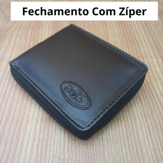 Carteira Masculina Zíper Sintética Compacta Cartões CNH Cédulas Moedas - Envio Imediato em Oferta na Shopee