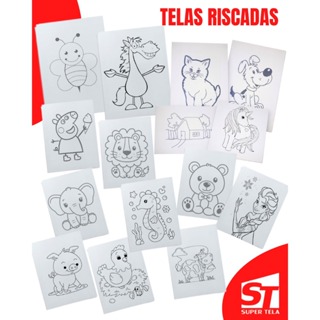 Tela de pintura riscada 10x15 - Pacote com 4 unidades em Oferta na Shopee