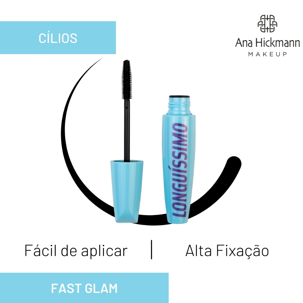 Máscara de Cilios Longuíssimo Fast Glam Efeito Leque Ana Hickmann