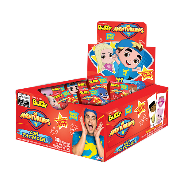 Chiclete Luccas Neto Os Aventureiros Tutti Frutti C/90 360g Buzzy em Oferta na Shopee