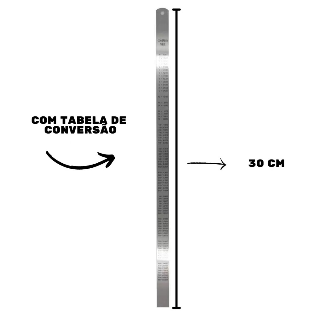 Régua 30 Cm Aço Inox Engenheiro Artesanato Marceneiro
