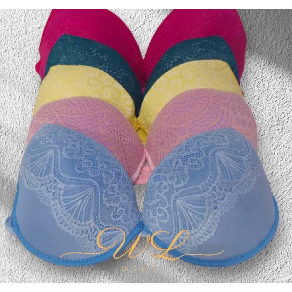 Lingerie kit com 5 conjuntos de calcinhas + sutiãs com bojo em Oferta na Shopee