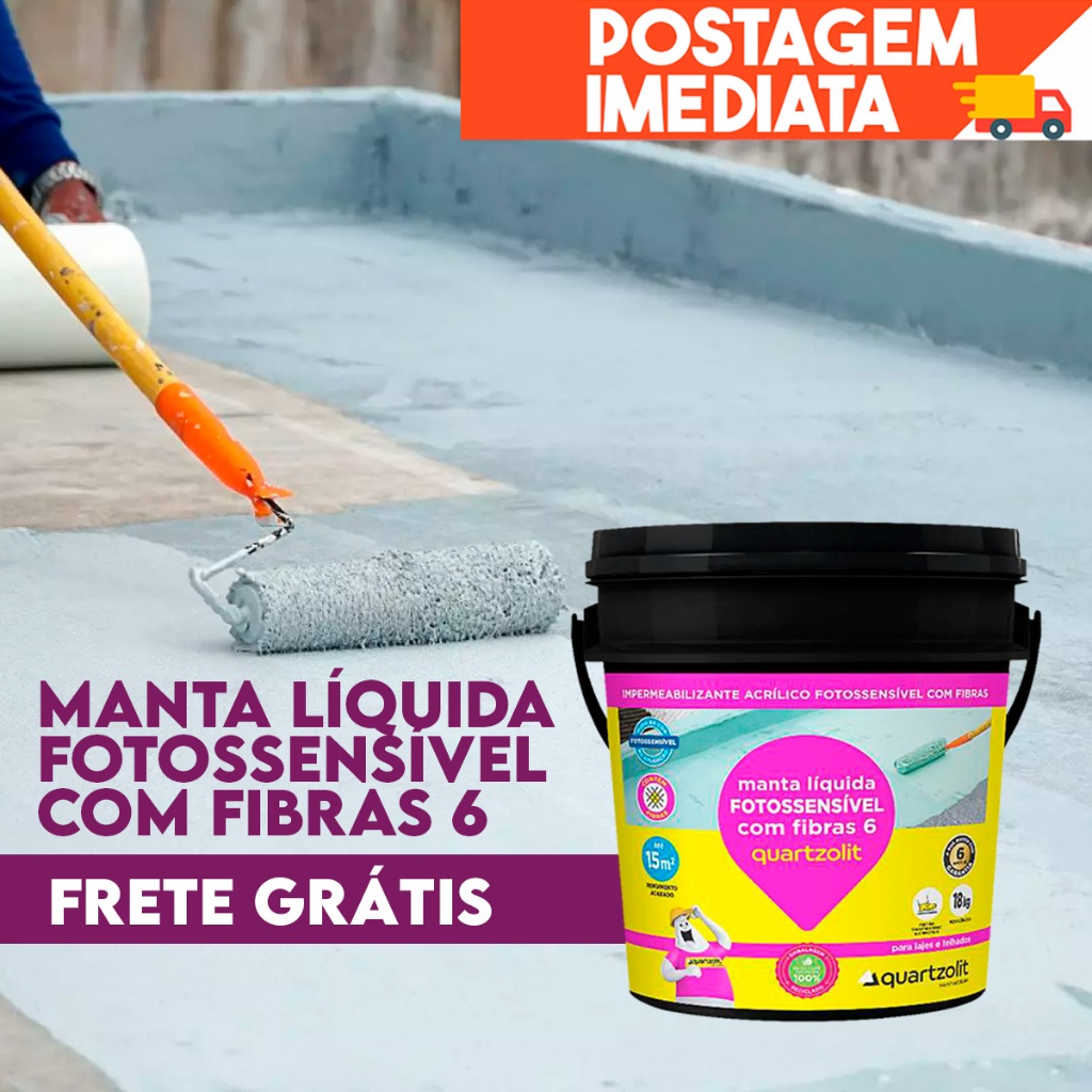 Manta liquida impermeabilizante 18kg membrana fotossensível c/ fibras quartzolit - lages e talhados
