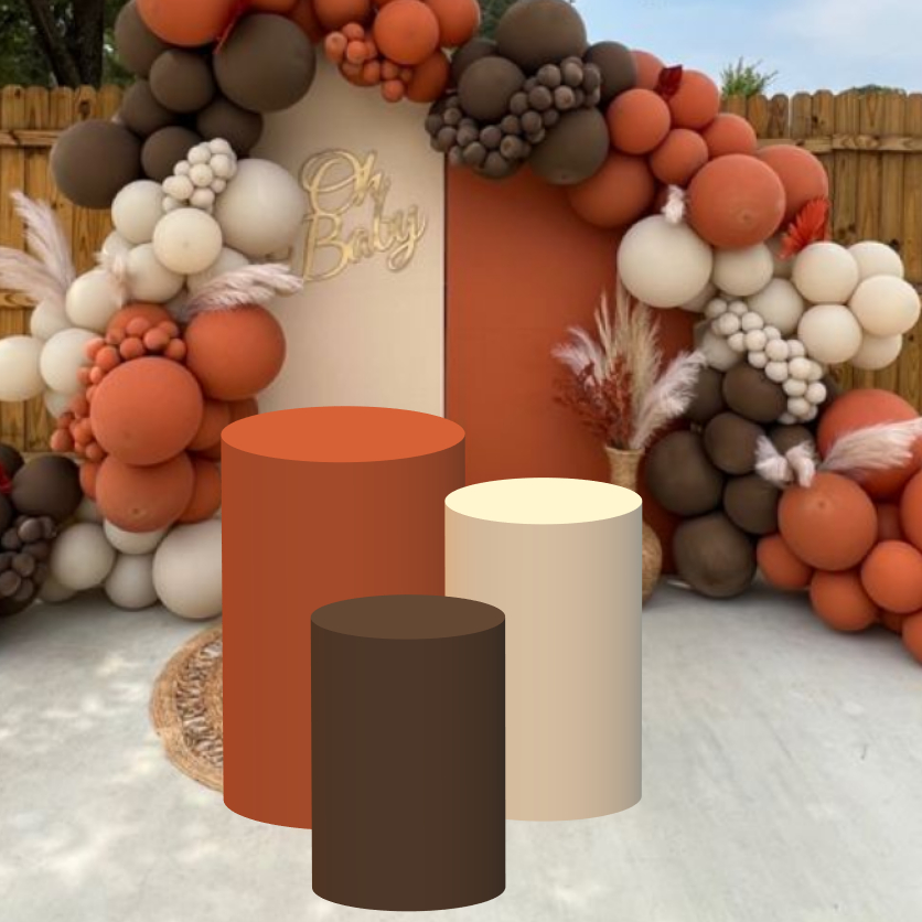 trio capas cilindros bege, marrom terracota + painel ROMANO TERRACOTA COM JADE em Oferta na Shopee