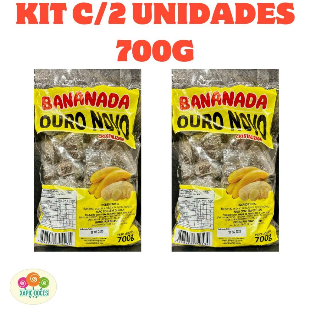 Kit com 2 pacotes BANANADA OURO NOVO 700G