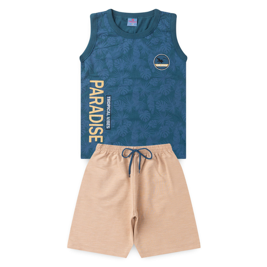 CONJUNTO INFANTIL REGATA TROPICAL PARADISE 4 A 14 ANOS - TRAVA LÍNGUA