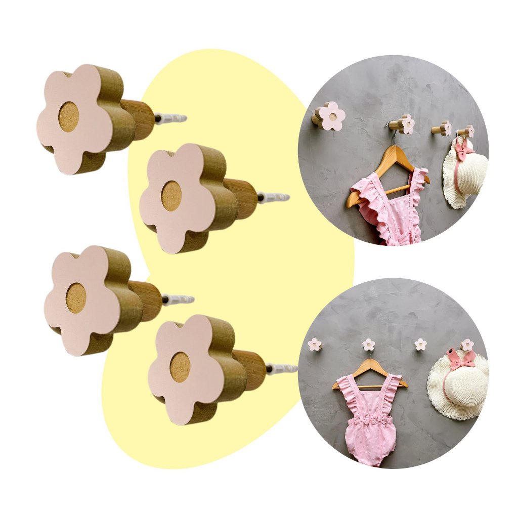 4 Ganchos de parede flor infantil decoração bebê 4Flbb15c em Oferta na Shopee