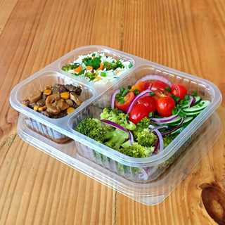 60 Marmitas 900ml 3 Divisórias c/Tampa para Delivery Freezer e Microondas Reutilizável em Oferta na Shopee