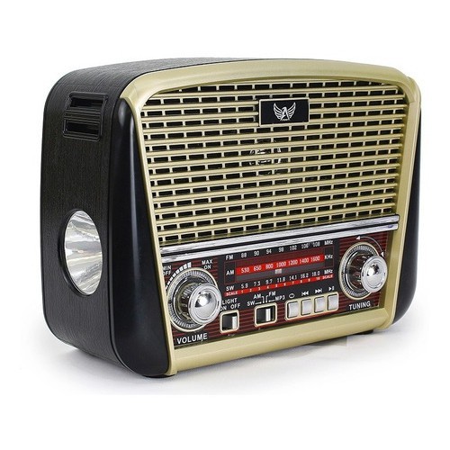 Radio Retro Recarregavel Altomex Fm Am Usb Aux Sd Pendrive Bluethoot com Lanterna JD-107