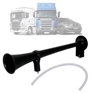 Buzina Ar Corneta Preta Marítima Automotiva Sem Compressor 45cm Caminhão Carro Som Potente em Oferta na Shopee