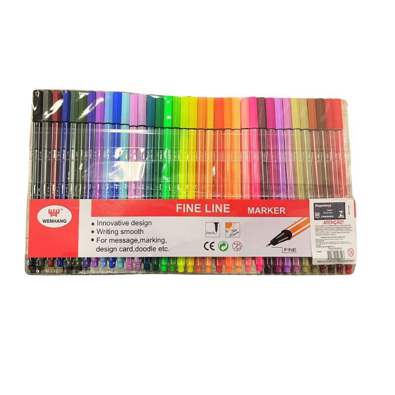 Kit 12/24/36/48 Canetas Hidrográficas Ponta Fina 0.4mm Fine Line Tinta Colorida Exterior Colorida