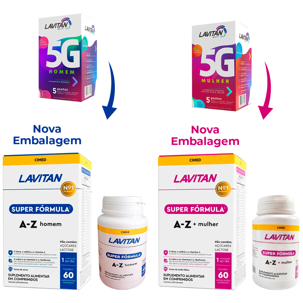 Lavitan A-Z Multivitaminico Homem Mulher Super Fórmula Vitamina C D Zinco 60cp Cimed
