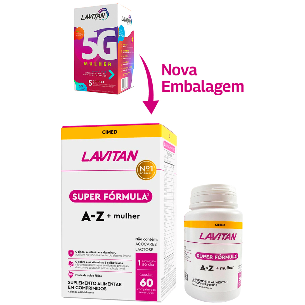 Lavitan Mulher A-Z Multivitaminico Super Fórmula Vitamina C D Zinco 60cp Cimed