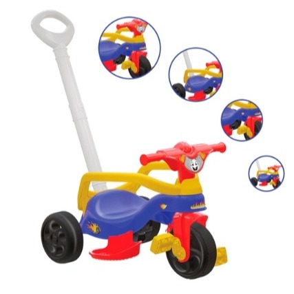Motoca Triciclo Infantil Velotrol Menino Menina Com Protetor e Empurrador Puxador Removível e Pedal em Oferta na Shopee
