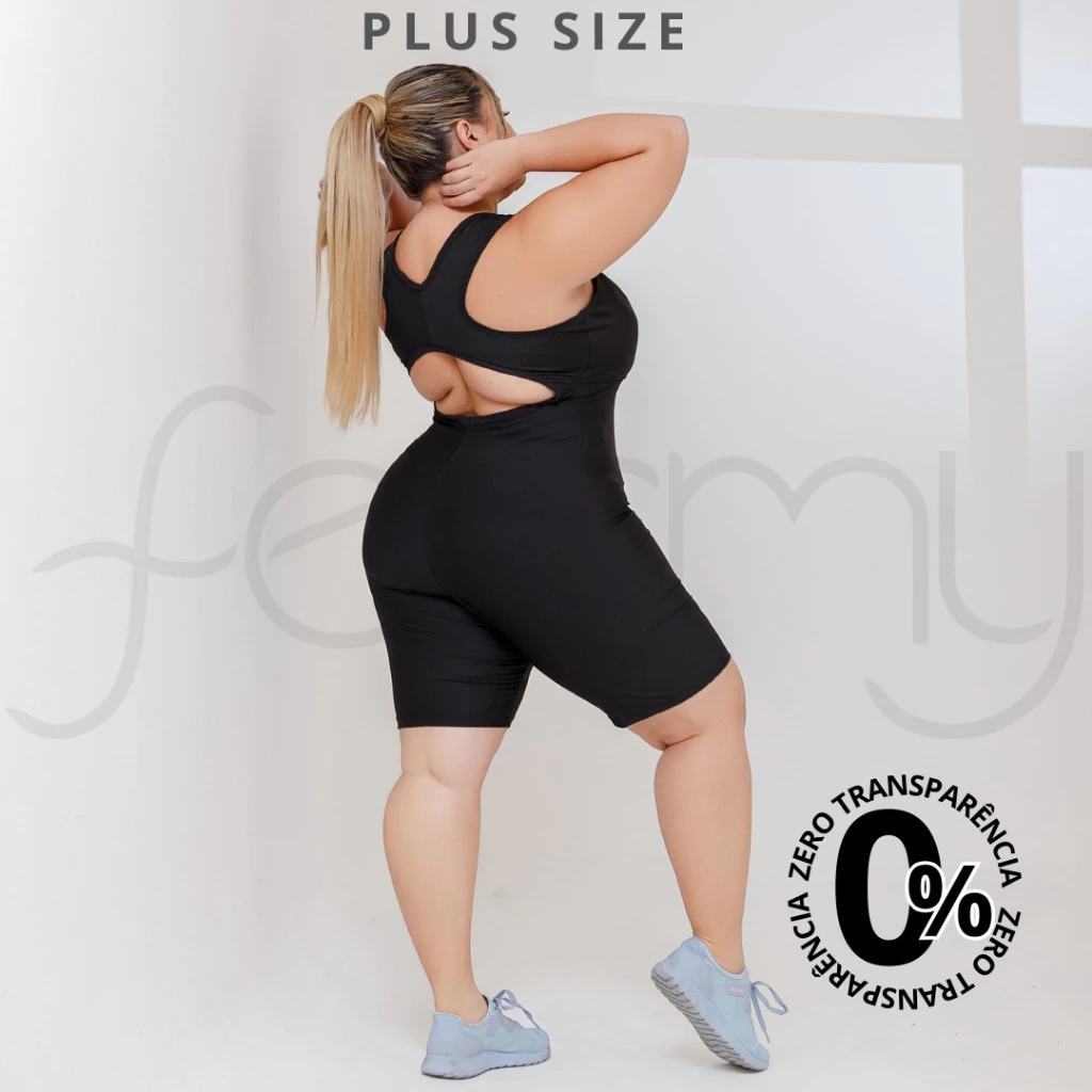 PLUS SIZE Macaquinho Macacão Fitness Academia EXCELENTE QUALIDADE (COM BOJO REMOVIVEL) — imagem 1