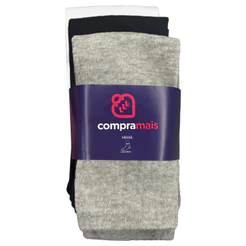 Kit 3 Pares de Meias Compramais Cano Médio Algodão Sortidas