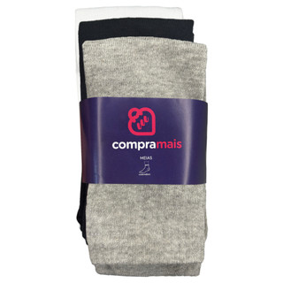 Kit 3 Pares de Meias Compramais Cano Médio Algodão Sortidas em Oferta na Shopee