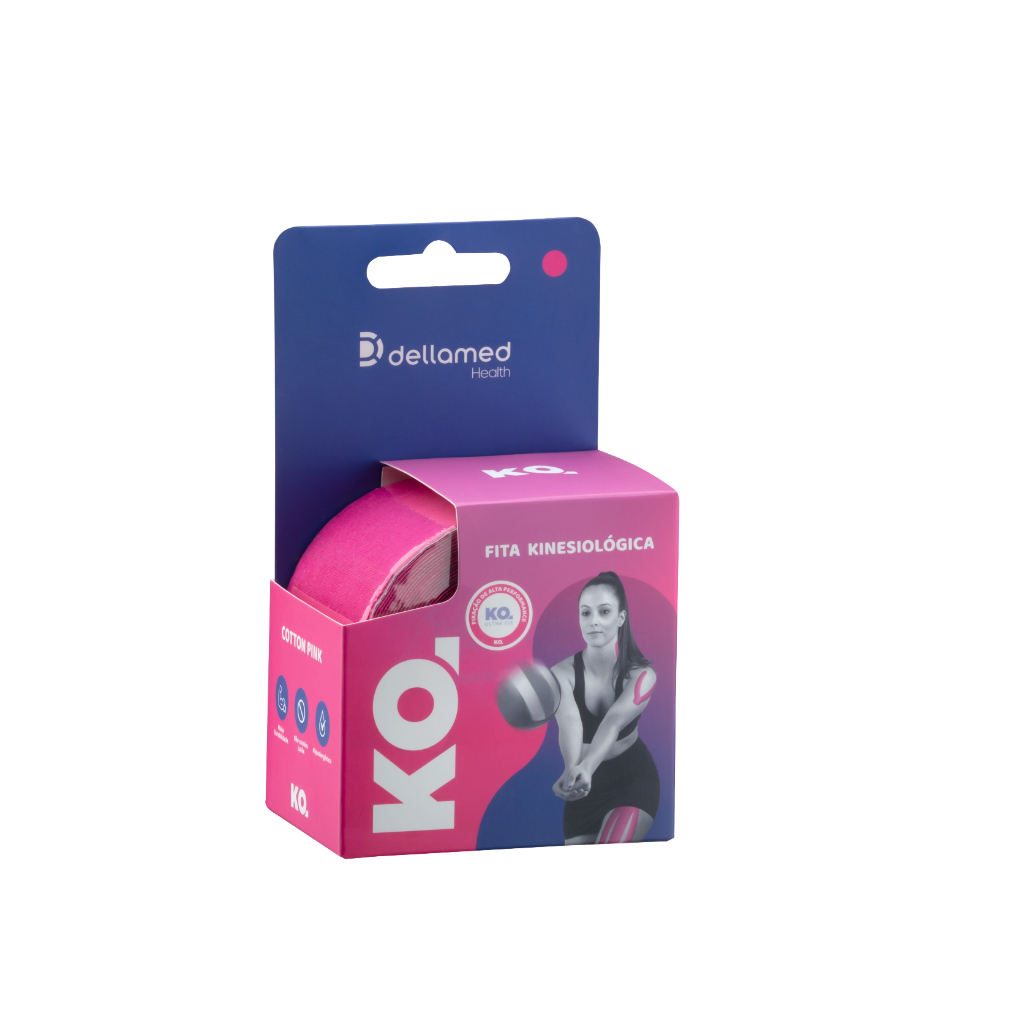 Fita Kinesiológica KO Cotton Pink Rosa Dellamed em Oferta na Shopee