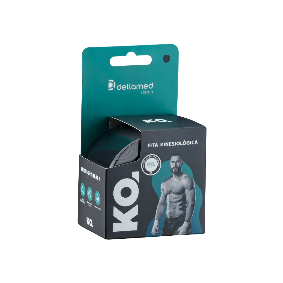 Fita Kinesiológica KO Midnight Black Preto Dellamed em Oferta na Shopee