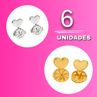 [ SEMI JOIA [ Kit 6 Unidades Tarraxa Mágica Sustentação  Brincos Orelha Rasgada, Banho em Ouro 18k Anti Alérg em Oferta na Shopee