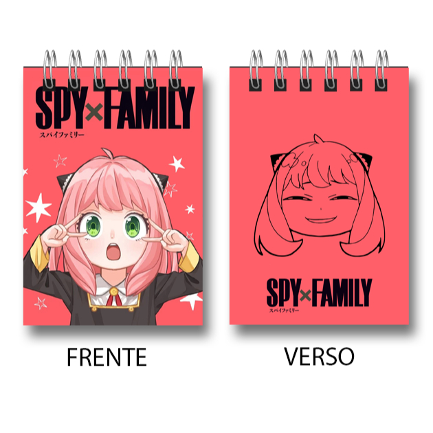 Bloco de Notas Anime Spy x Family Anya Yor e Loid Forger