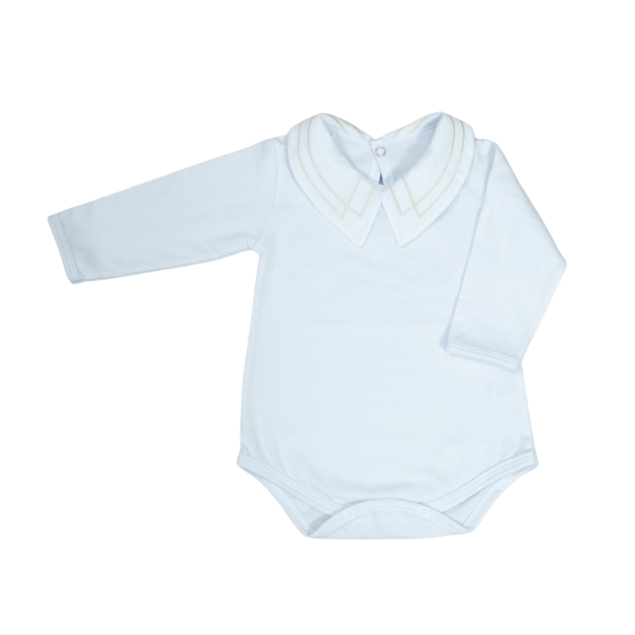Body Bebê Masculino Gola Social Maternidade Batizado Malha 100% Algodão Body Gola Bordada Bebe Luxo