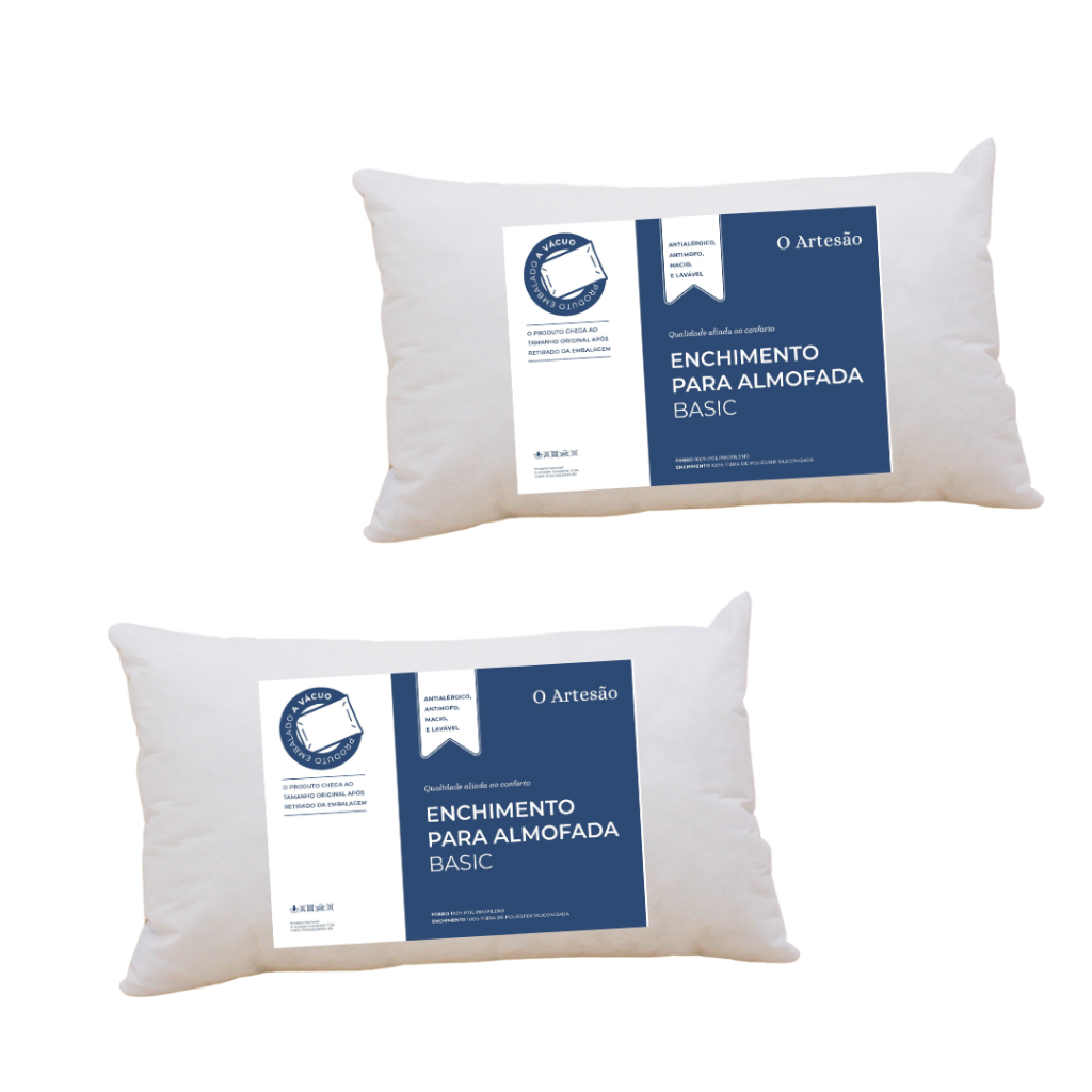 Kit 2 Refil Enchimento Almofada 30x50 Fibra Siliconada Macia Antialérgica Lavável baguete ...