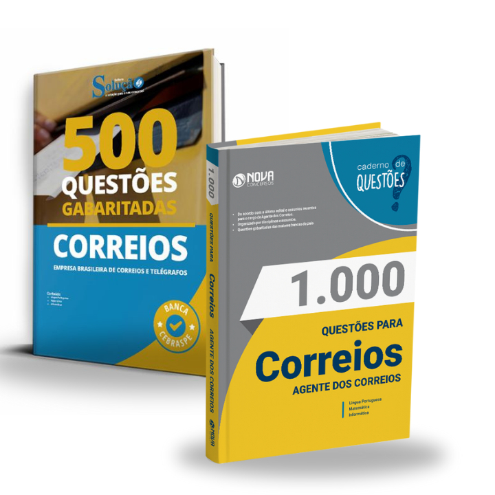 Imagem KIT Livro 1.500 QUESTÕES Gabaritadas CORREIOS - Agente dos CORREIOS 2024