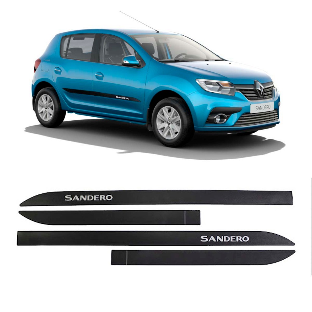 Friso Lateral Renault Sandero 4 2007 em Diante 4 Peças Preto Sandero Gravado Pronta Entrega