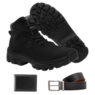 Bota Masculina em Couro Coturno Botinha Adventure Masculino Reforçada Resistente a Água em Oferta na Shopee