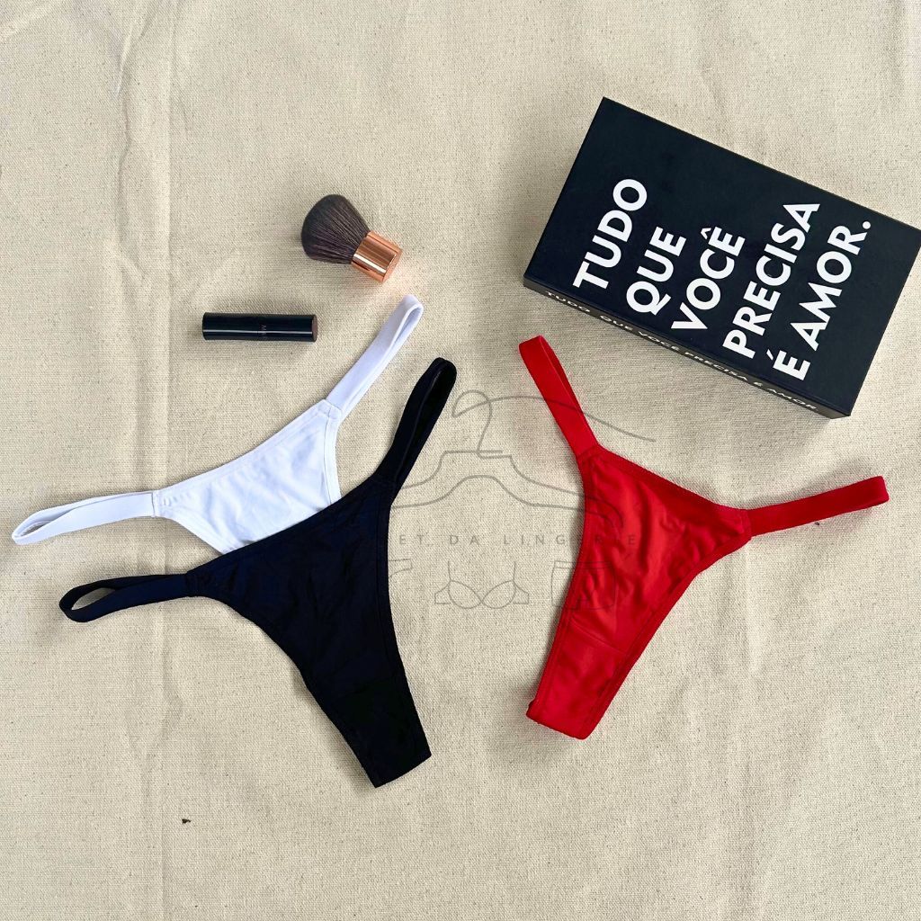 Kit 3 Calcinhas Biquini Poliamida Fio Duplo Empina Bumbum Tanga Tirinhas AsaDelta ModaPraia Lingerie