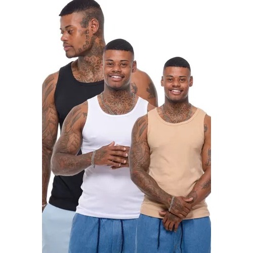 Regata  Canelada masculina   Americana  Algodão de Academia Modela Corpo HIP HOP Rapper