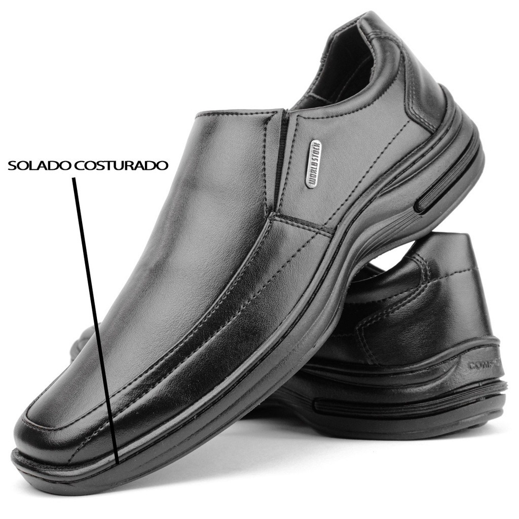 Sapato Masculino Social Preto e Café Casual Calce Fácil Conforto Elástico Envio Imediato em Oferta na Shopee