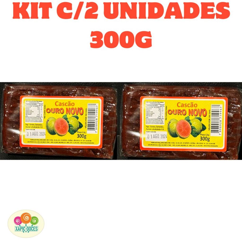 Kit com 2 unidades GOIABADA CASCAO OURO NOVO 300G