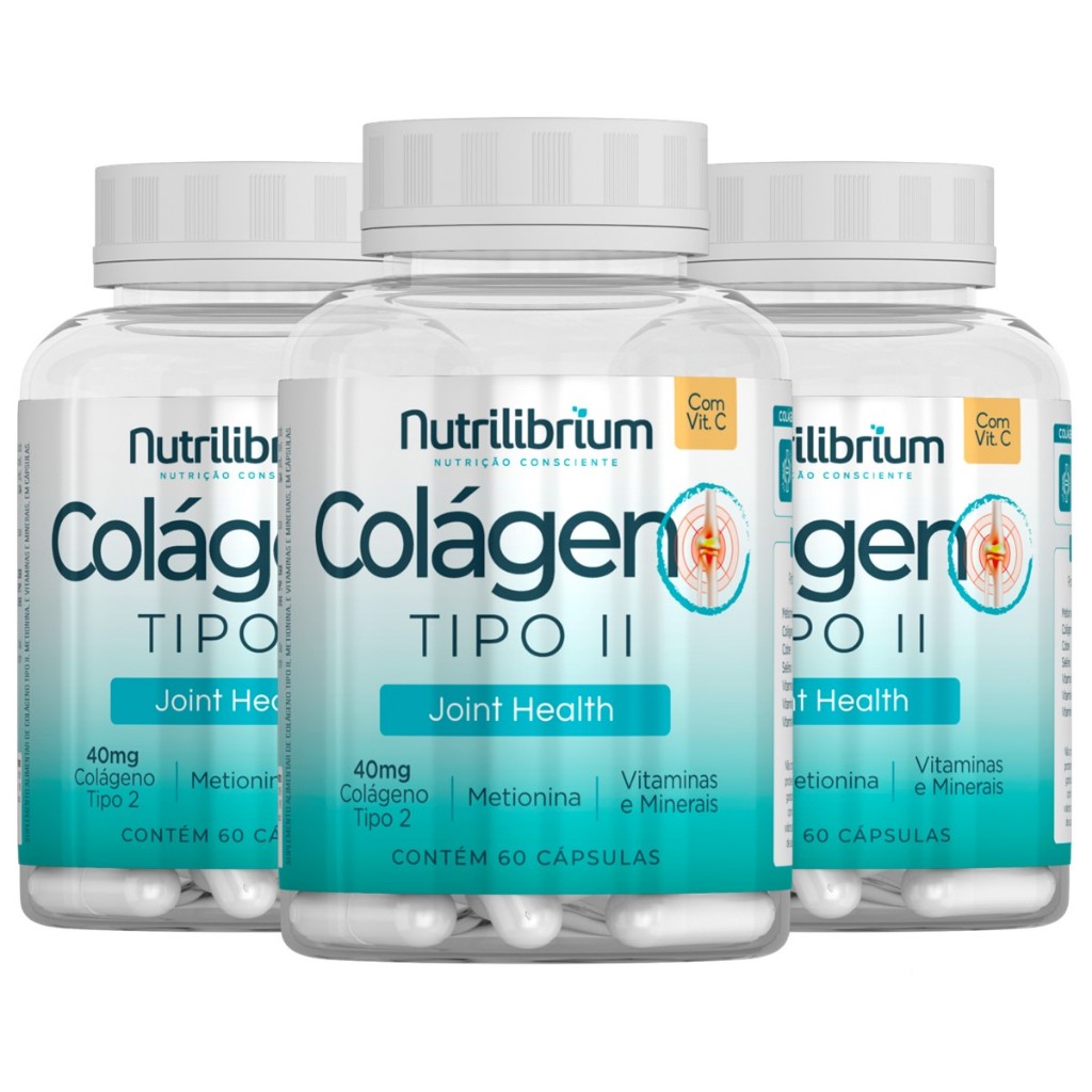 Kit 3x Colágeno Tipo 2 Premium 180 Cápsulas Nutrilibrium
