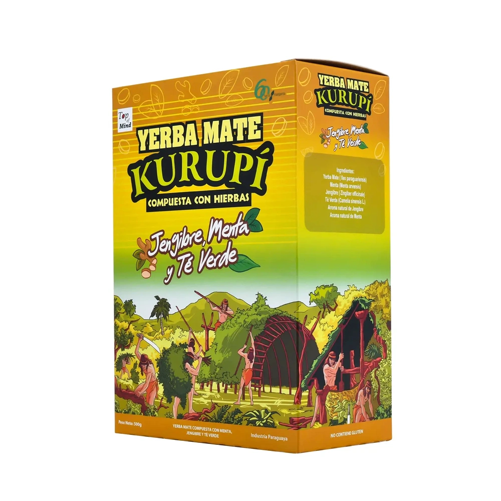 Erva Mate Tereré Kurupi Yerba Paraguaia Composta Gengibre, Menta e Chá Verde 500g