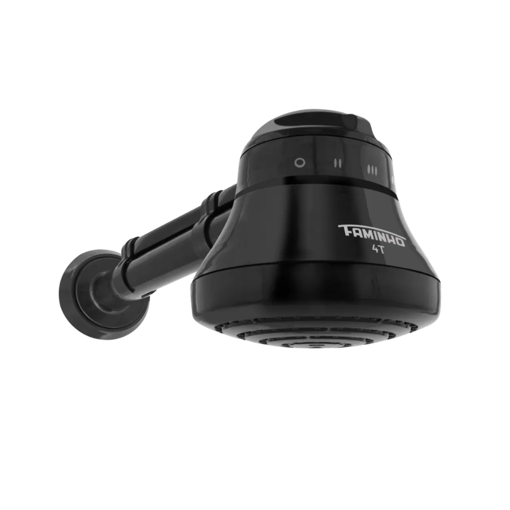 Chuveiro Elétrico Ducha Fame Preto C/ Cano 4t 5400w 110v Acabamento Fosco em Oferta na Shopee