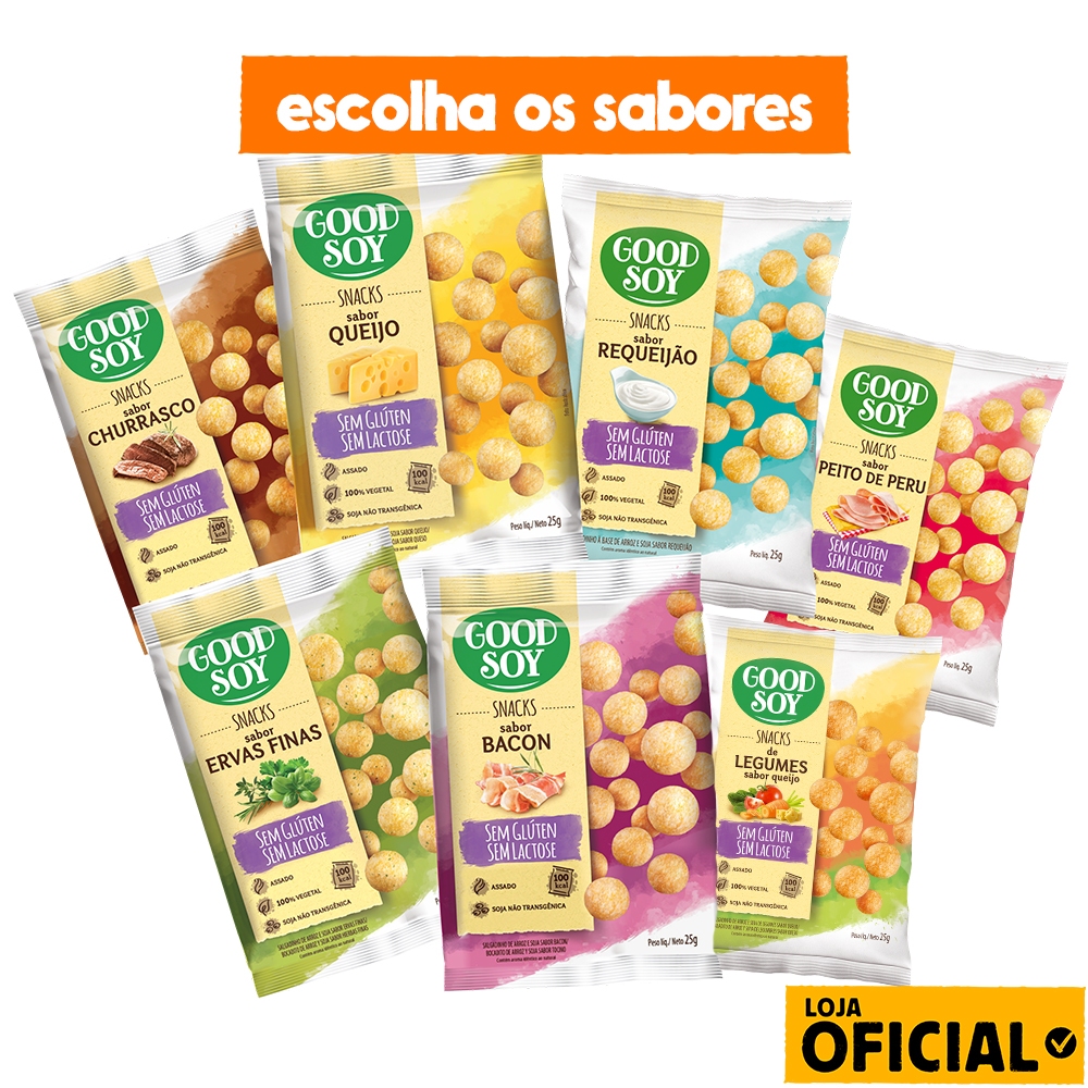 Kit 10 Salgadinhos Goodsoy Sem Glúten e Sem Leite | Escolha seus 2 sabores favoritos em Oferta na Shopee