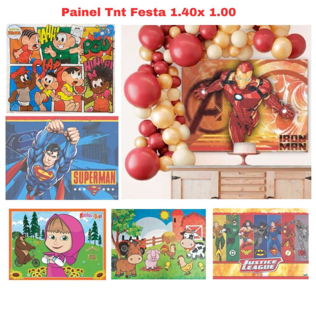 Painel TNT Decoração Gigante Festa Temas Variados 1,40m em Oferta na Shopee