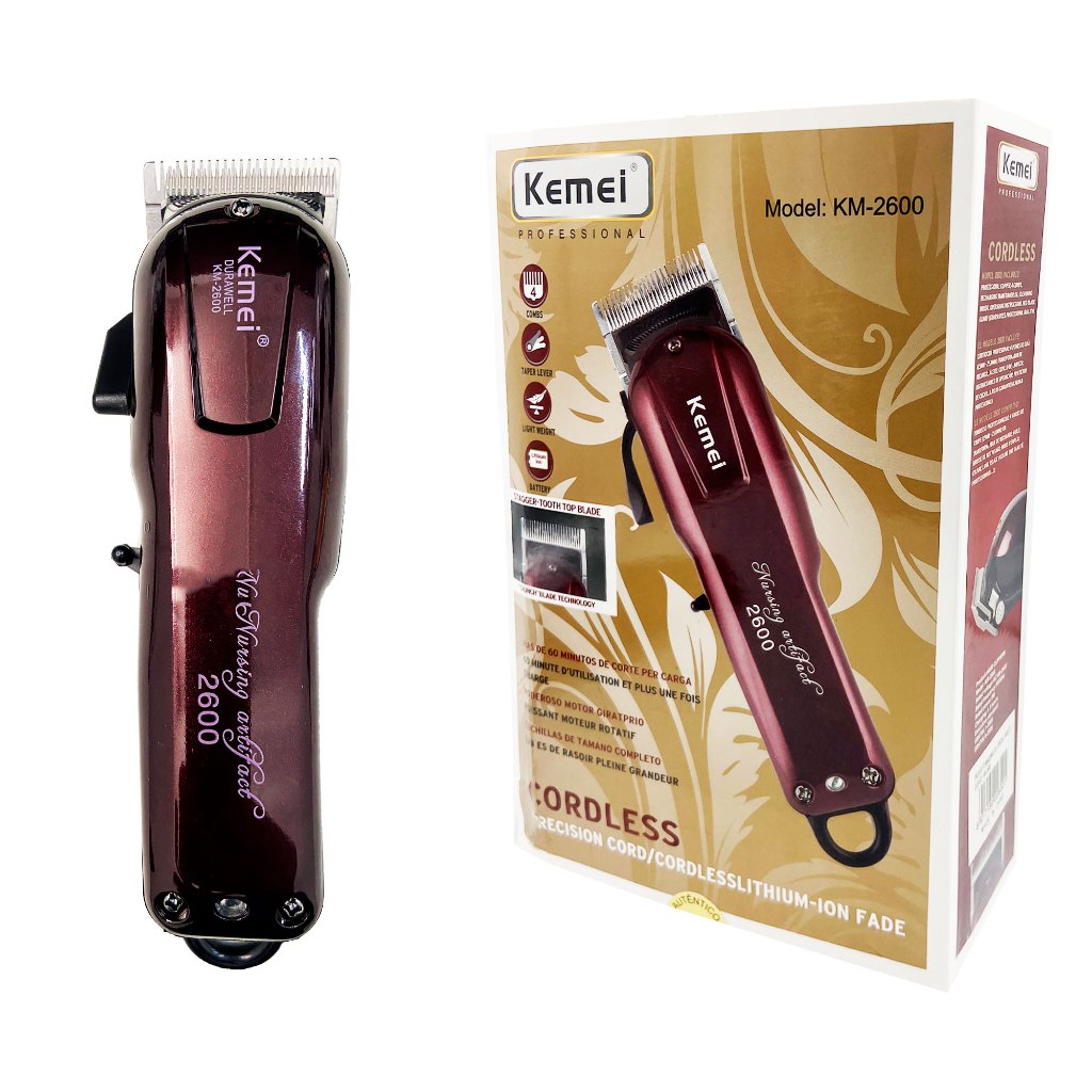 Máquina Kemei De Cortar Cabelo Sem Fio Recarregável Km-2600 Bivolt 110/220v Portátil Sem Fio KM-2600