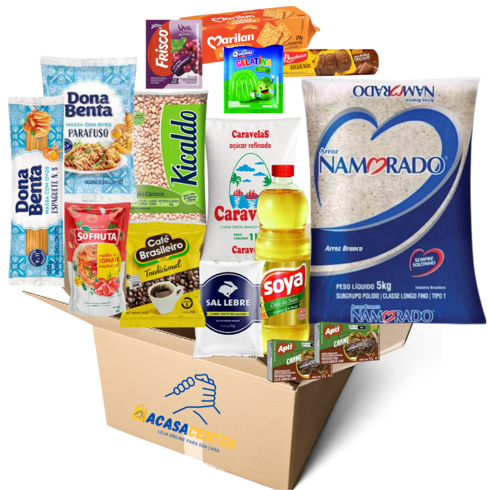 Cesta Básica de Alimentos Completa Arroz 5Kg 15 Itens