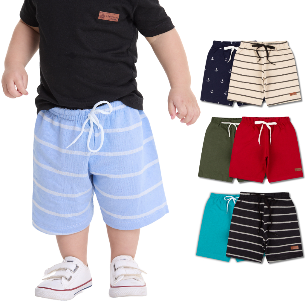 Kit Sortido 5 Bermudas Infantil Bebê Menino 1 ao 10 em Oferta na Shopee