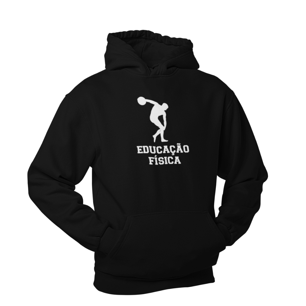 Blusa Moletom Canguru Unissex Faculdade Curso Educação Física Estampado