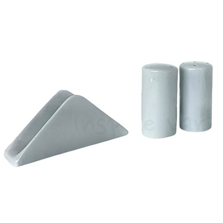 Trio Porcelana Branca Paliteiro Saleiro Porta Guardanapo 3 Peças Mesa Bar Restaurante em Oferta na Shopee